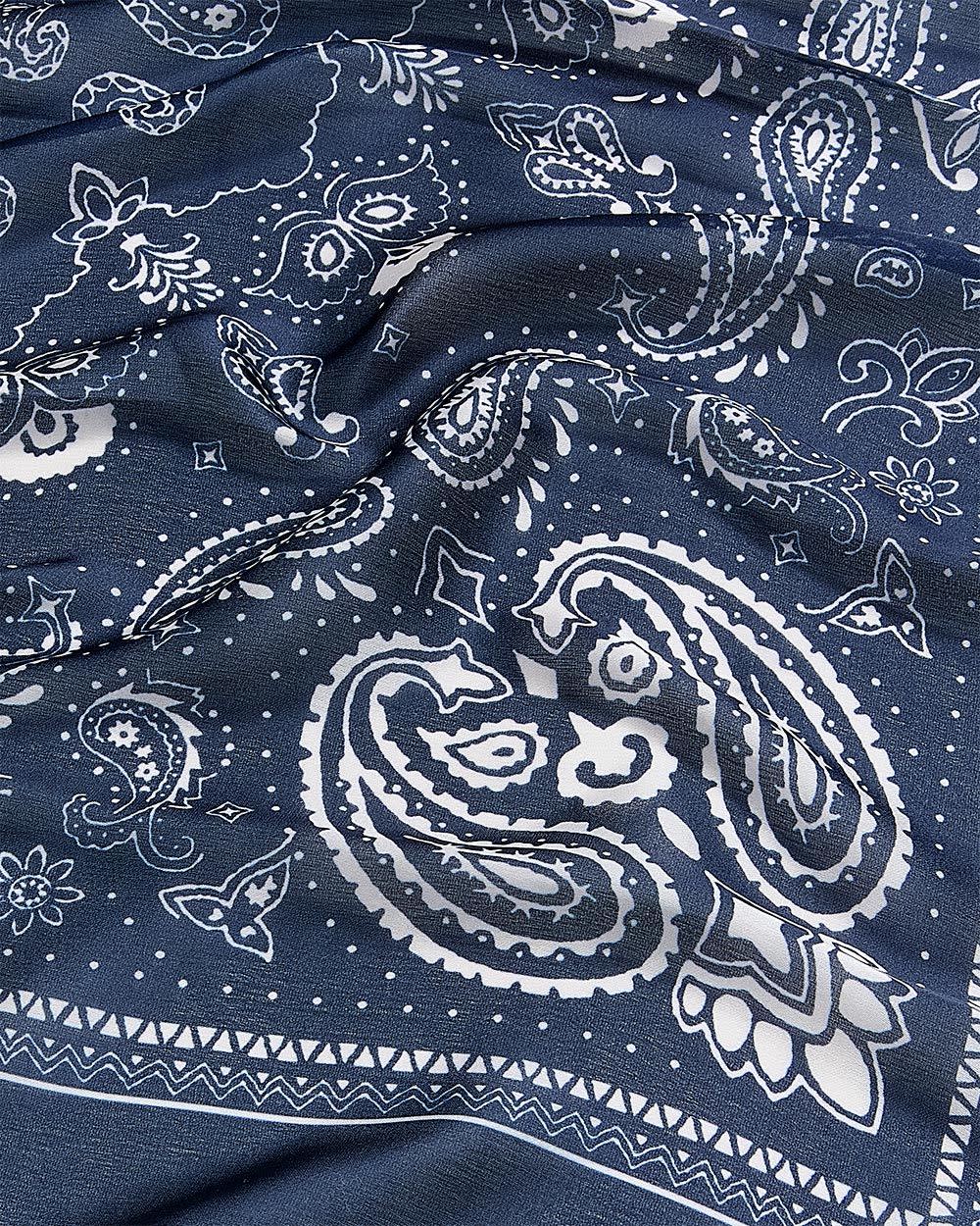 Square Satin Scarf with Paisley Pattern - Image 3
