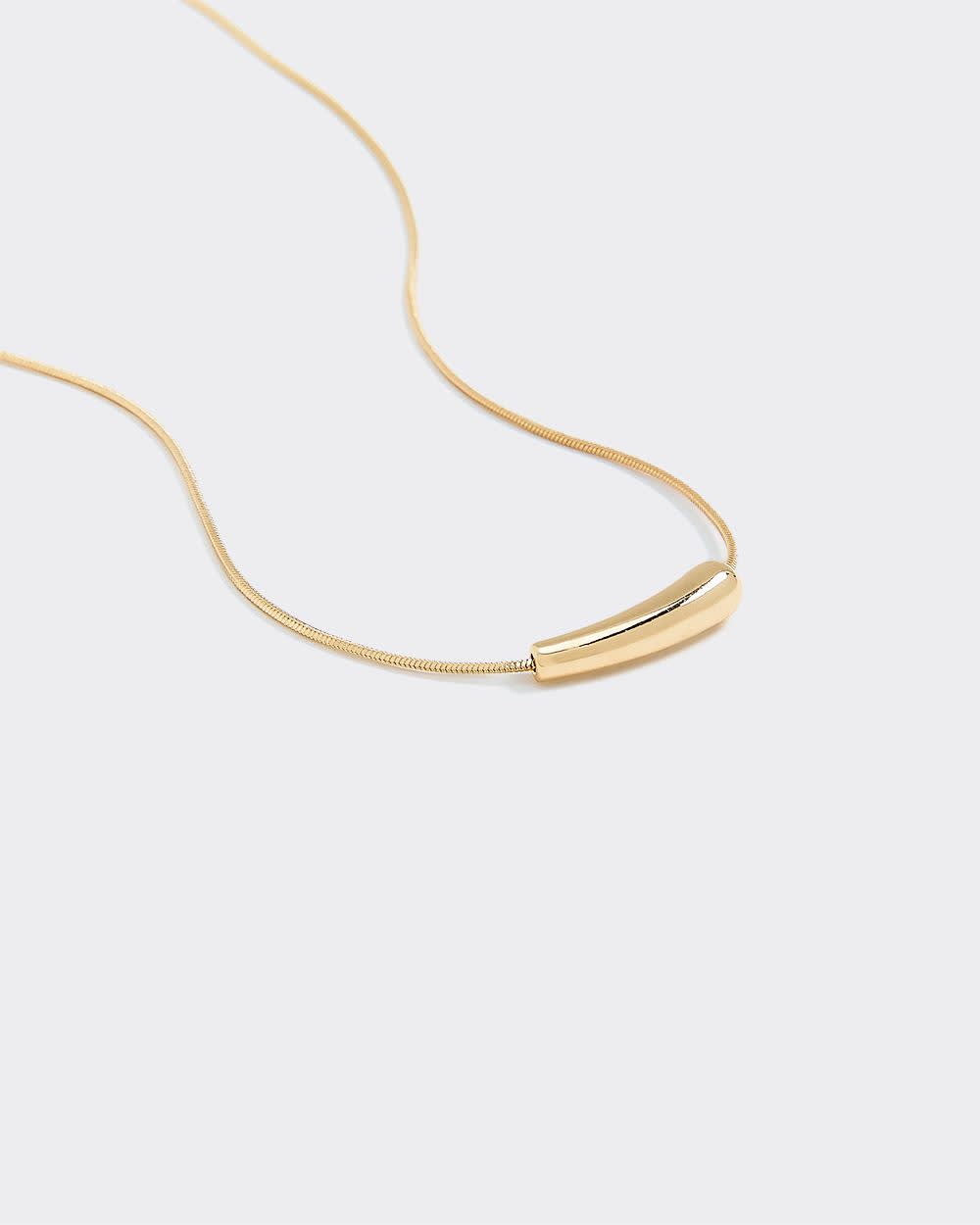 Stainless Steel Short Necklace with Tube Pendant - Image 3