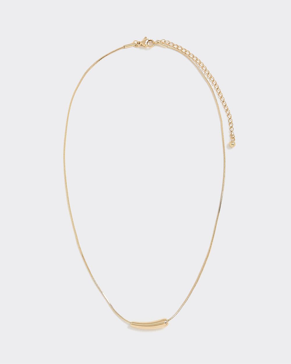 Stainless Steel Short Necklace with Tube Pendant - Image 4