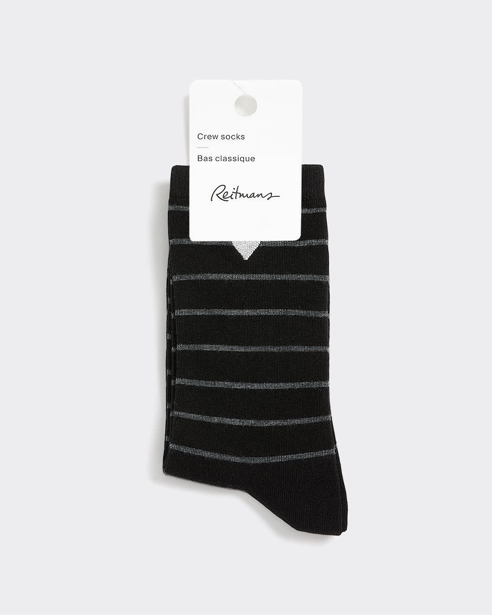 Striped Crew Socks with Heart at Hem - Image 2