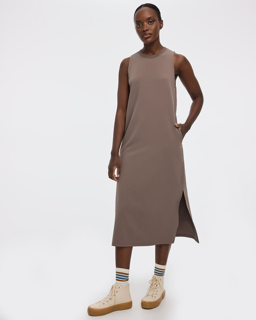 Sleeveless Textured Midi Dress - Hyba - Image 3