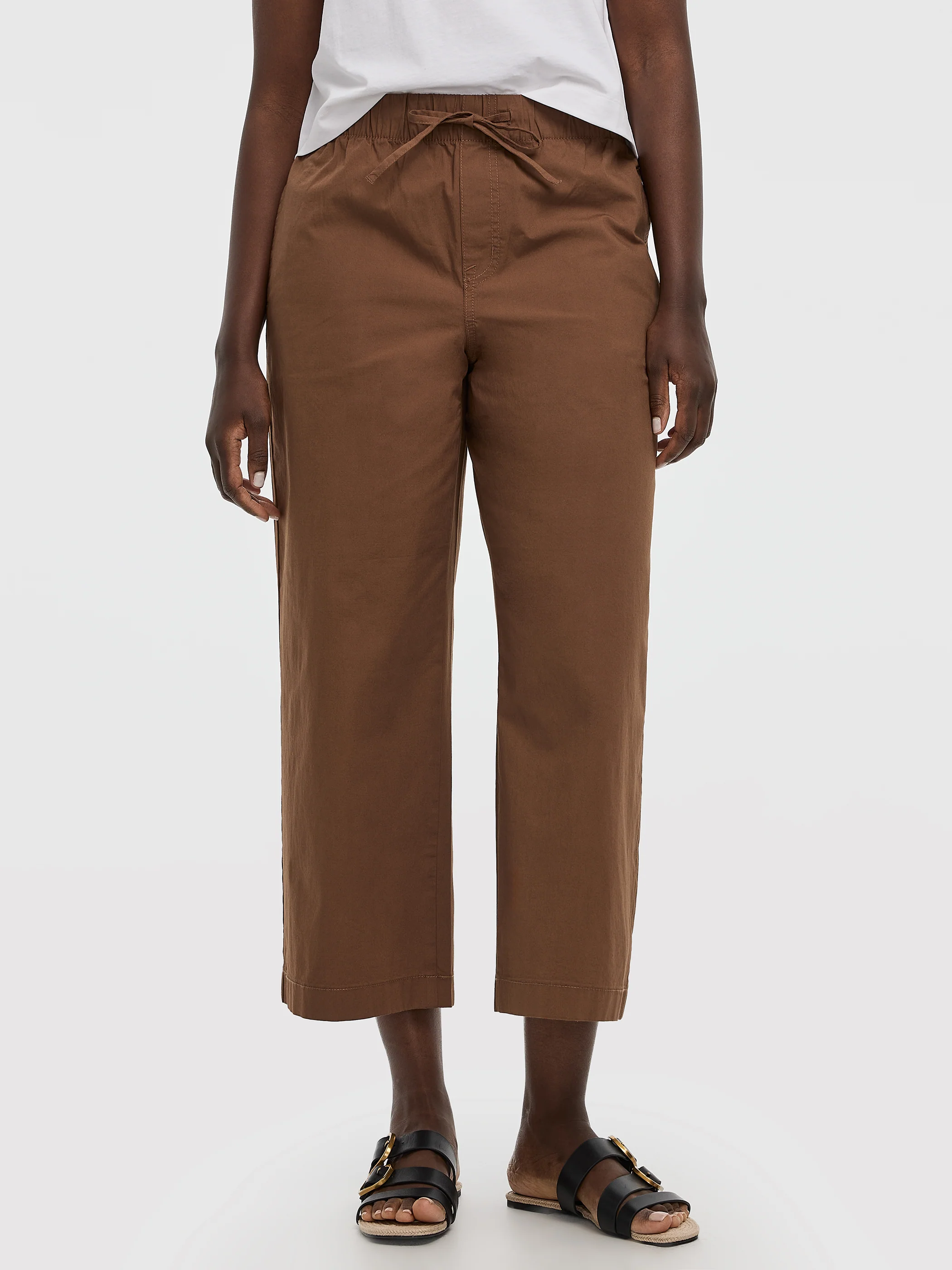 Wide-Leg High-Rise Cropped Poplin Pant - Image 2
