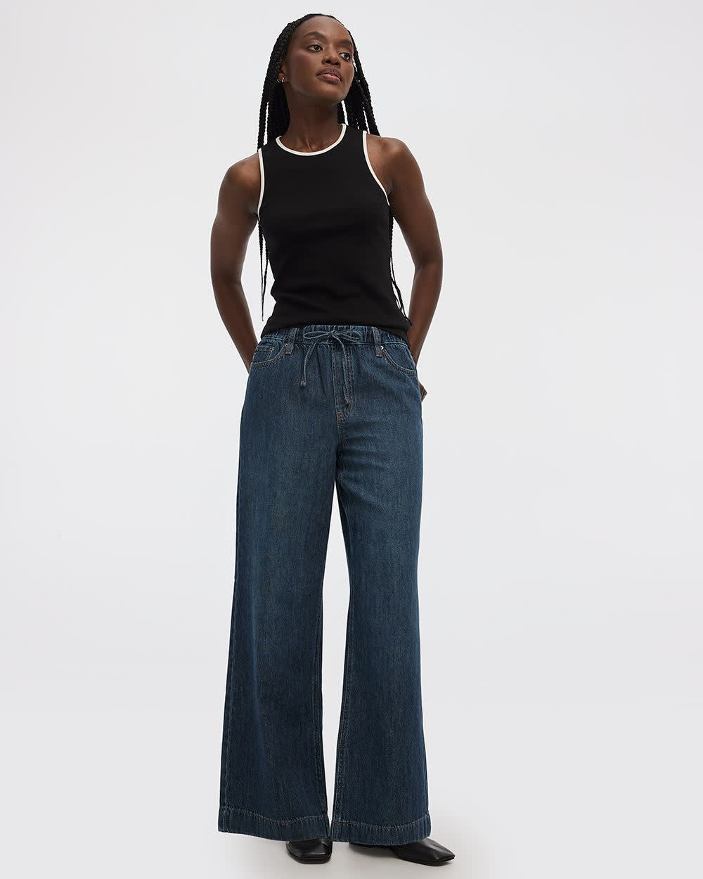 Wide-Leg Mid-Rise Jean with Drawstring - Image 10