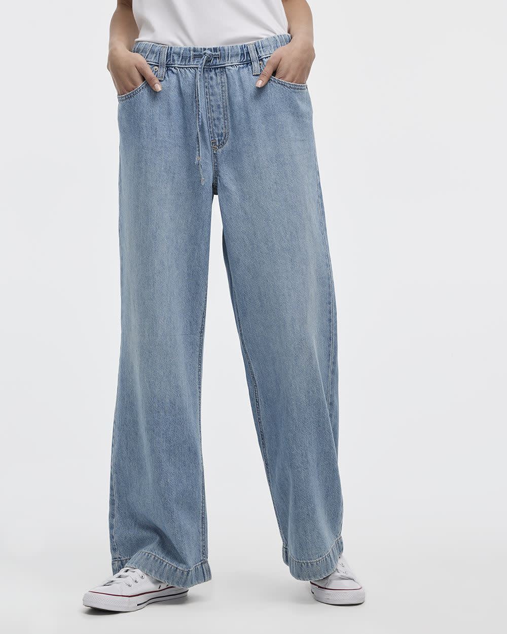 Wide-Leg Mid-Rise Jean with Drawstring - Image 3