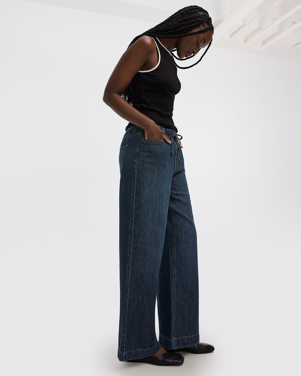 Wide-Leg Mid-Rise Jean with Drawstring - Image 7