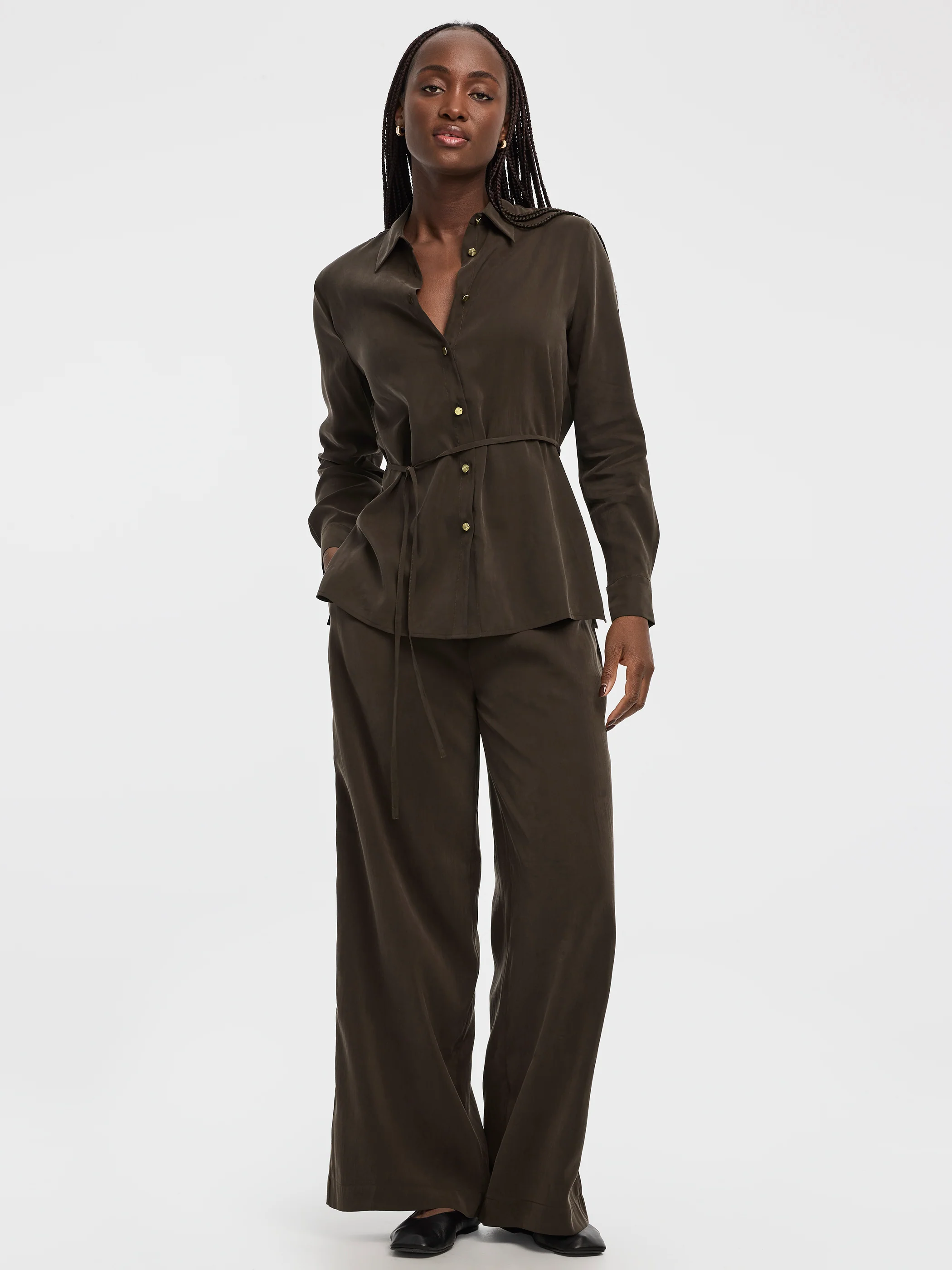 Wide-Leg High-Rise Pull-On Pant