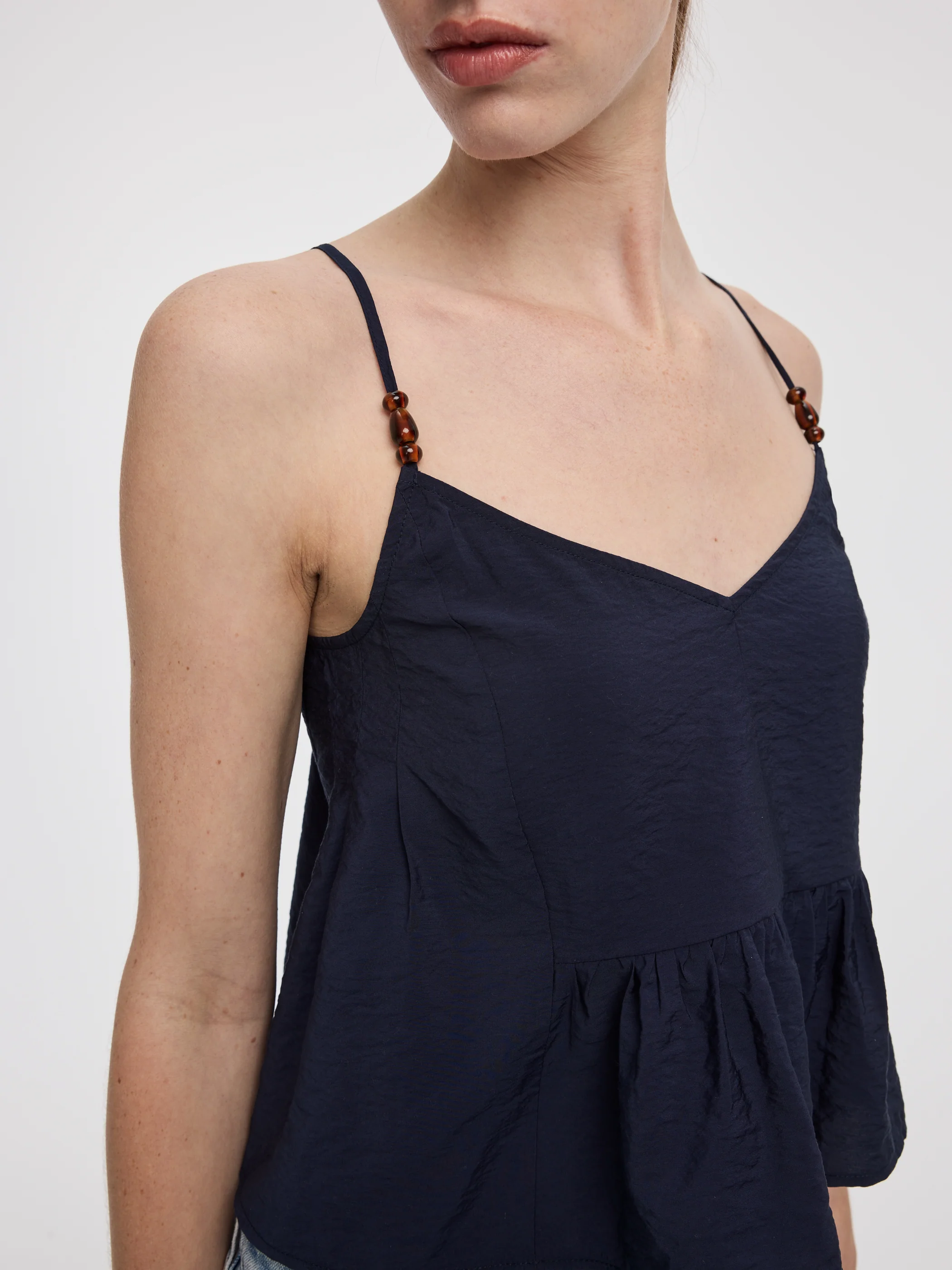 Cropped V-Neck Peplum Cami - Image 6