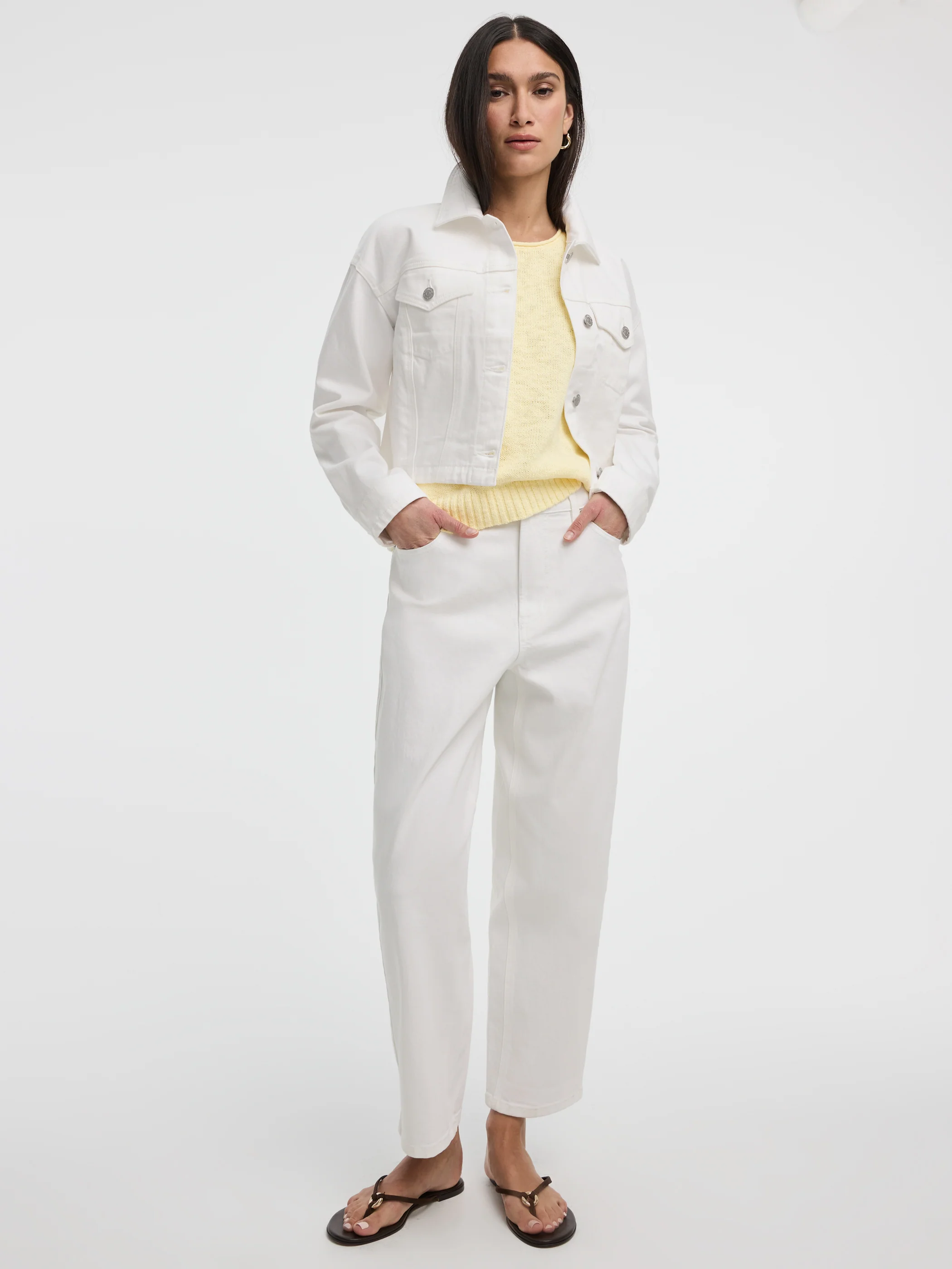 White High-Rise Barrel Jeans - Image 6