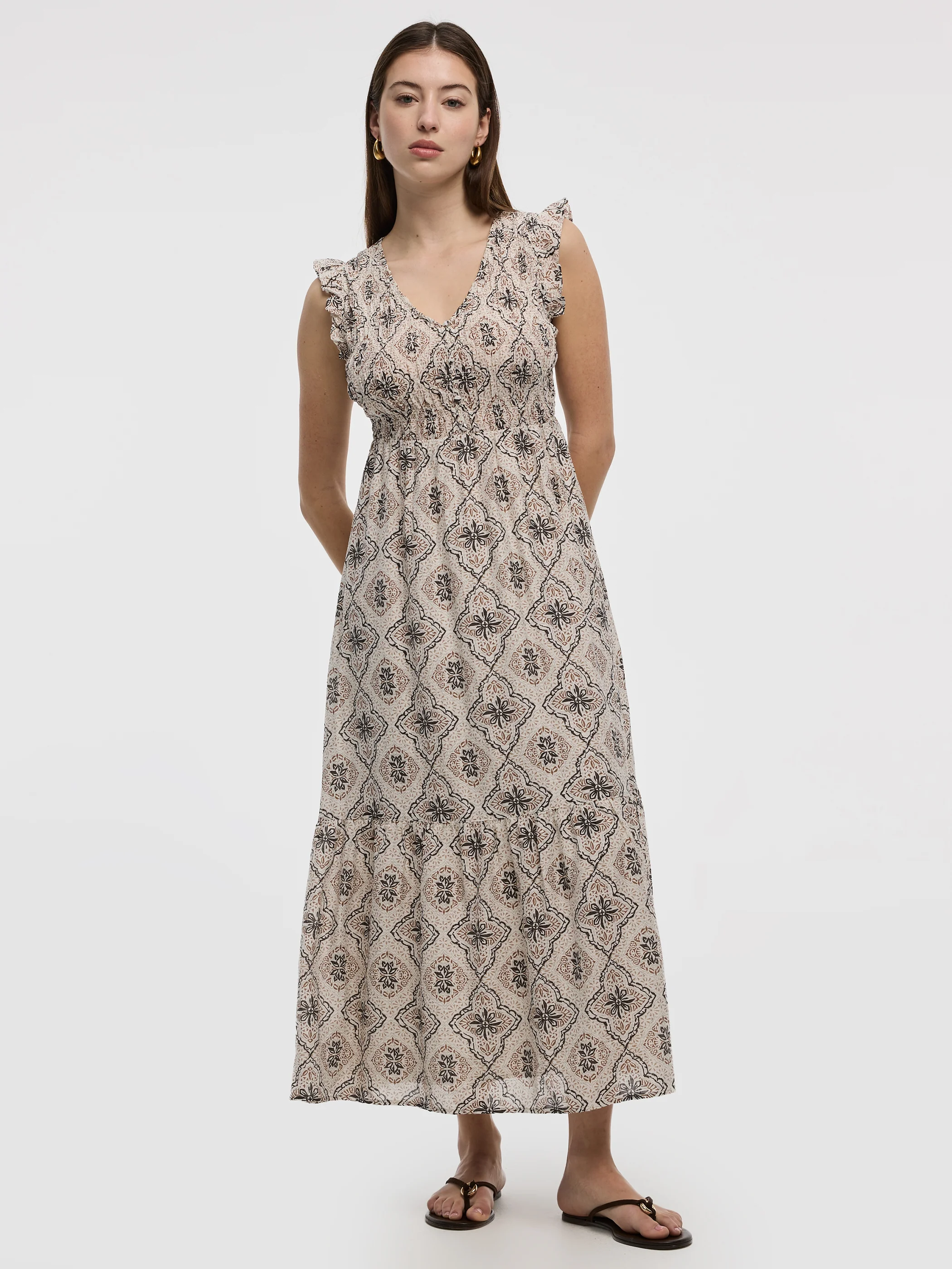 Sleeveless Maxi Dress with Smocked Top
