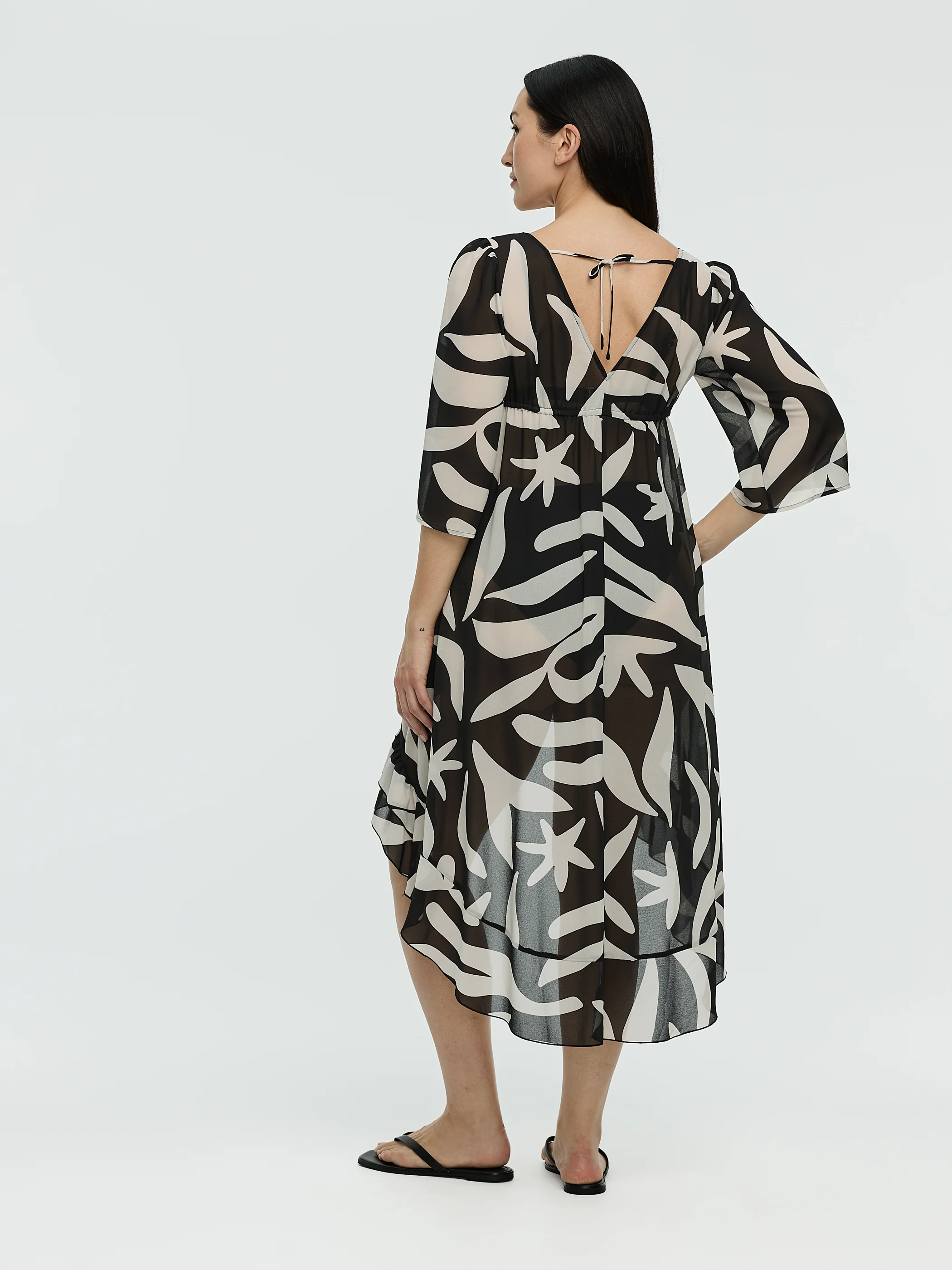 V-Neck Cover Up with High-Low Hem - Image 3