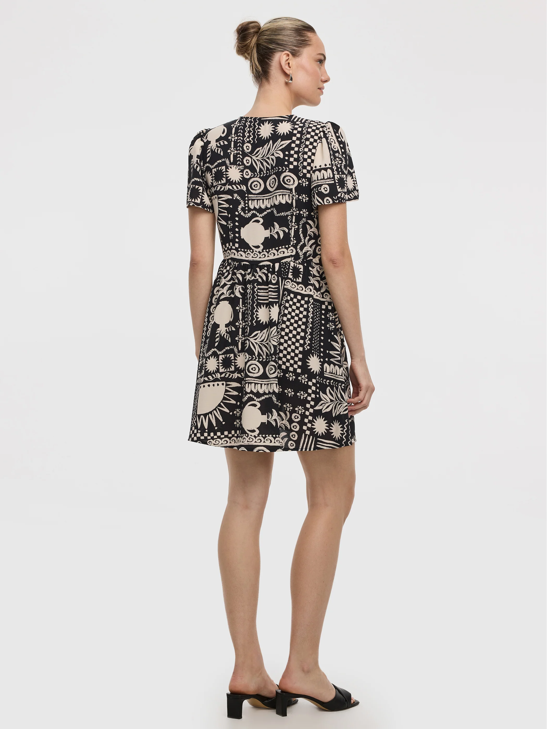 Short-Sleeve V-Neck Dress - Image 3
