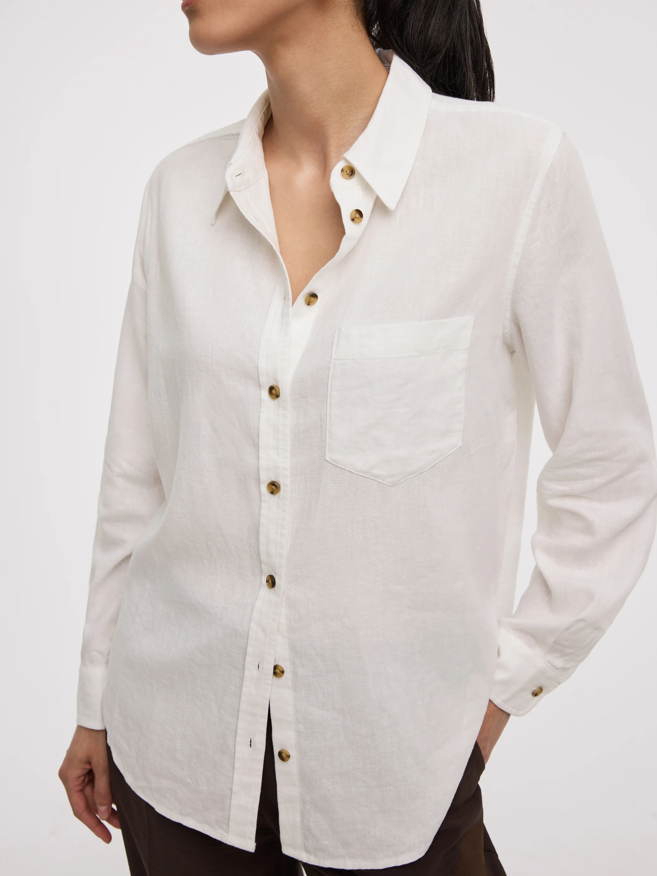 Long-Sleeve Linen-Blend Shirt - Image 2