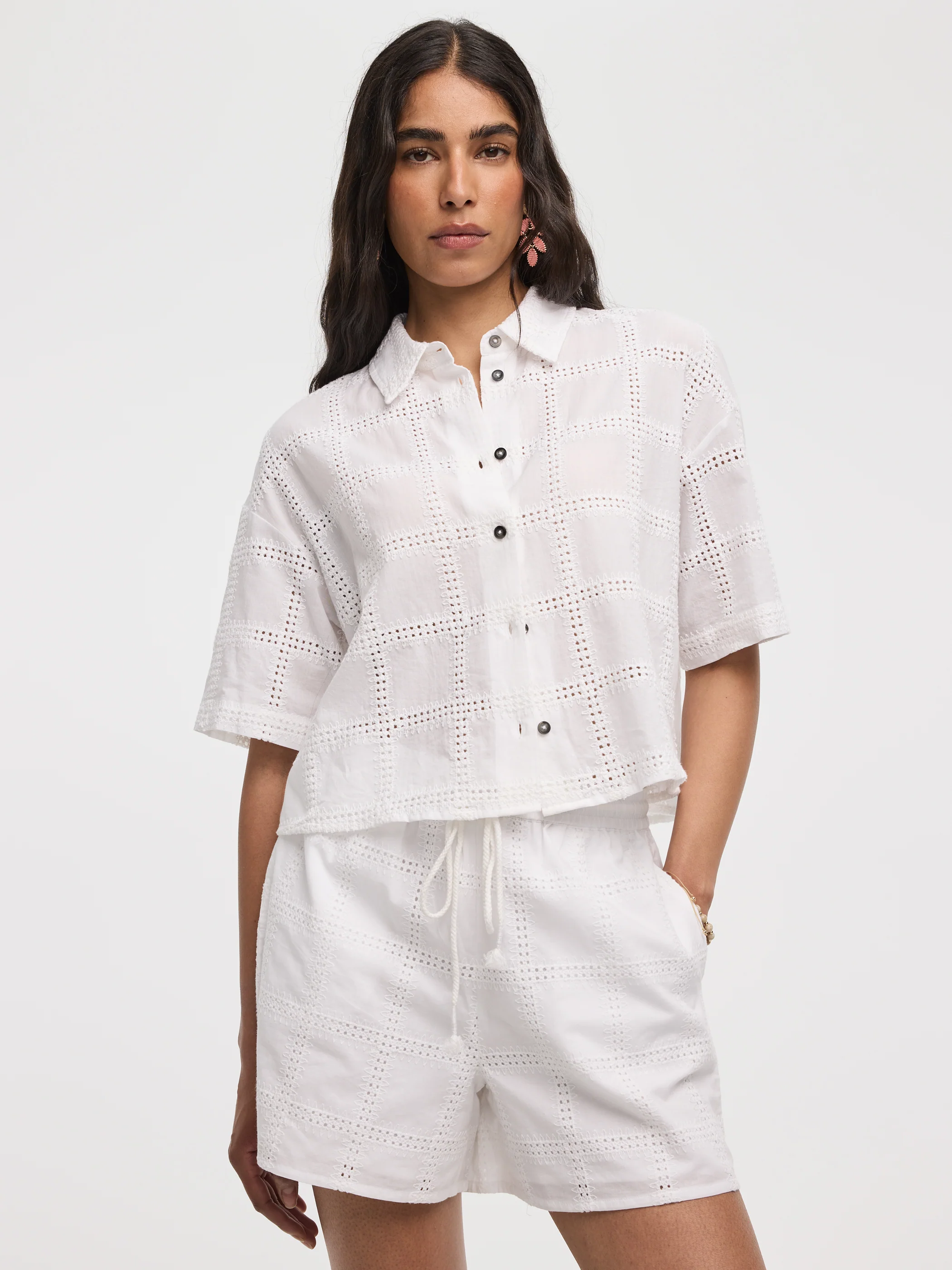 Short-Sleeve Shirt with Embroideries